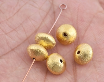 5pc Gold Plated Saucer Beads, Brushed Jewelry Supplies (10mm)