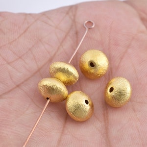 5pc-10mm Gold Saucer Beads, Brushed Spacer Beads For Jewelry Making, Gold Plated Beads Findings, Jewelry Supplies