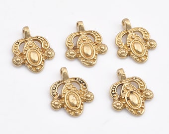 21 mm - 8 breloques en laiton brut, pendentifs en laiton, breloques bohèmes, pendentifs bohèmes pour la fabrication de bijoux et macramé