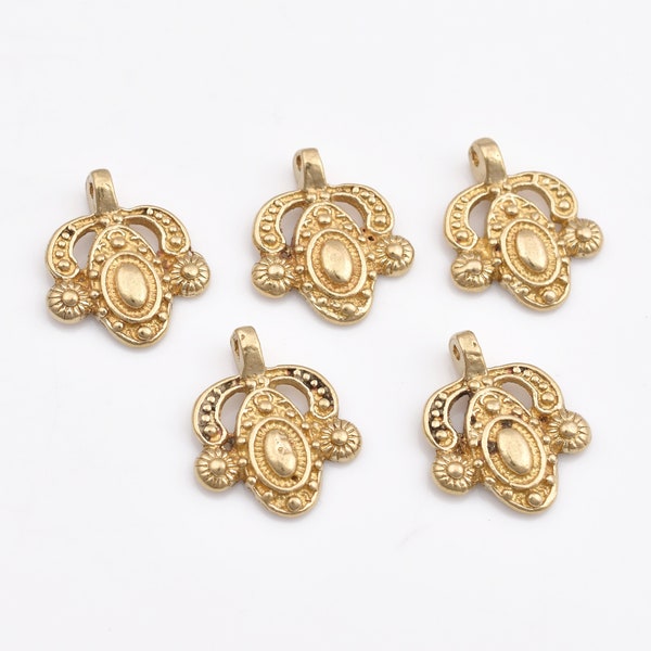 21mm - 8pcs Raw Brass Charms, Brass Pendants, Boho Charms, Boho Pendants For Jewelry Makings And Macrame