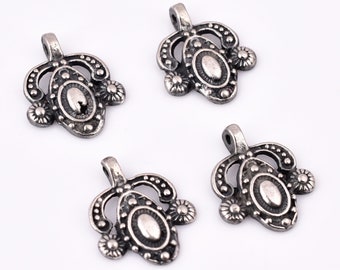 21mm - 6pcs Antique Silver Charms, Silver Plated Pendants, Boho Charms, Boho Pendants For Jewelry Makings And Macrame