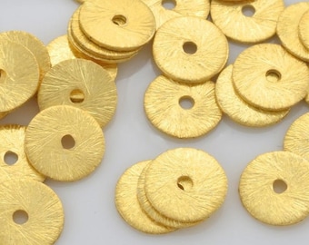 Perline Heishi dorate, perline distanziatrici a disco piatto dorate per la creazione di gioielli, finitura spazzolata placcata in vero oro