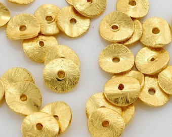 Cuentas espaciadoras onduladas doradas de 4 mm a 32 mm, cuentas espaciadoras con forma de disco de papas fritas cepilladas, disco ondulado chapado en oro, cuentas espaciadoras de metal