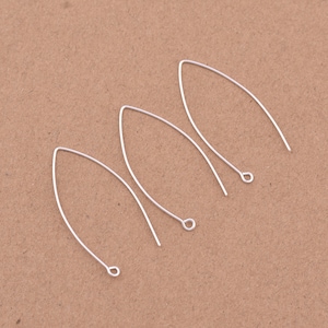 40mm - 20pcs V Shape Silver Earring Hooks Wires for Earring Making, Handmade, Real Silver plated Fish Hook, French Ear Wires, Long Ear Wires