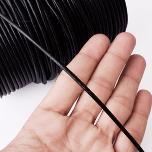 Cordão de couro preto natural de 3 mm - redondo - qualidade premium - couro indiano