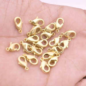 12mm - 20pcs Real Gold plated Lobster Clasps for Jewelry Making, clasps for Jewelry making