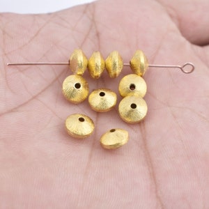 8mm -10pc Gold Saucer Beads, Gold Plated Beads, Brushed Gold Beads, Jewelry Supplies, Spacer Beads, Jewelry Findings, 22kt Gold Plated