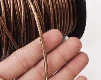 3mm Metallic Bronze Round Leather Cord – Lead-Free Jewelry Making