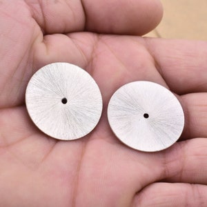 28mm 2pc Large Silver Heishi Beads, Silver Plated Washer Spacer Beads, Flat Silver Disc Beads image 1