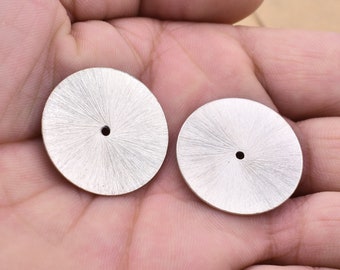 28mm - 2pc Large Silver Heishi Beads, Silver Plated Washer Spacer Beads, Flat Silver Disc Beads