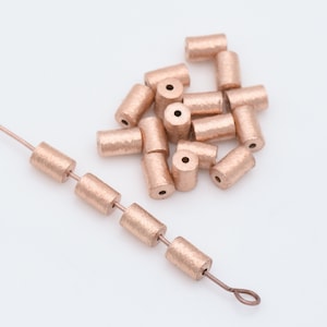 Rose Gold Plated Barrel Beads / Cylinder Beads  Drum Spacer Beads - 6x4mm Brushed Rose Gold Beads For Jewelry Making