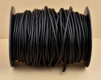 2.5mm Natural Black Matte Finish Leather Cord - Round - Premium Quality - Indian Leather