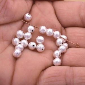 6mm - 20pc Round Silver Beads For Jewelry Making, Brushed Silver Spacer Beads, Metal ball Beads