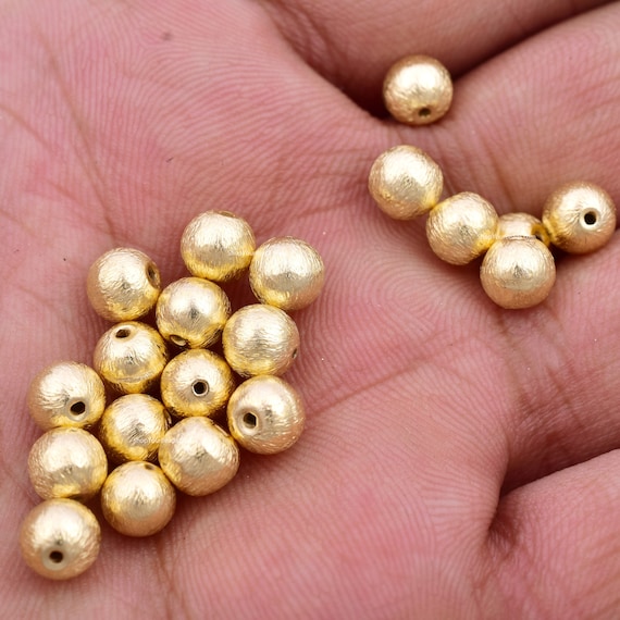 6mm 20pc Gold Balls Beads, Brushed Gold Spacer Beads for Jewelry Making,  Round Gold Beads, Gold Plated 