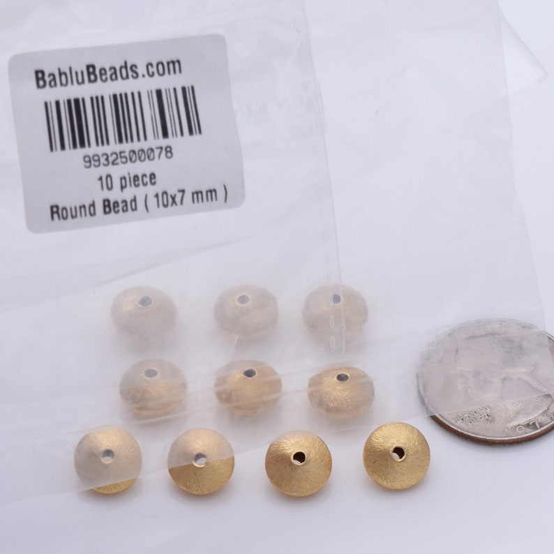 5pc-10mm Gold Saucer Beads Jewelry Supplies Gold Plated Beads Findings Brushed Spacer Beads For Jewelry Making