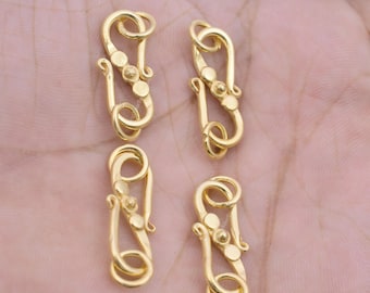 Gold Plated S Clasps, Bali Style Jewelry Making (4pcs-32mm)