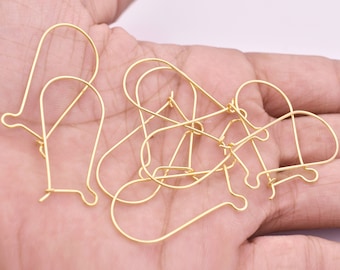 Gold Plated Kidney Ear Wires, Jewelry Making Components (22pcs)