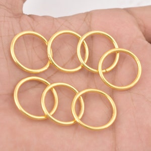 20mm - 8pc Gold Plated Large Jumpring, Gold Plated Closed Round Jumprings For Jewelry Findings, O Rings, Connector Links 13 Gauge