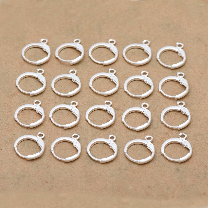15mm Silver Plated Brass Lever Back Earwire 20Pcs Bulk Silver Lever Back Earring Hook For Jewelry Supplies