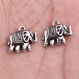 19mm - 2pcs Antique Silver Plated Tiny Elephant Charms For Jewelry making,  19x16mm Elephant Charm for Jewelry Making