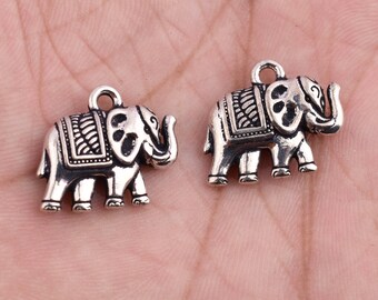 Antique Silver Elephant Charms – Indian Jewelry Making, 19mm (2pcs)