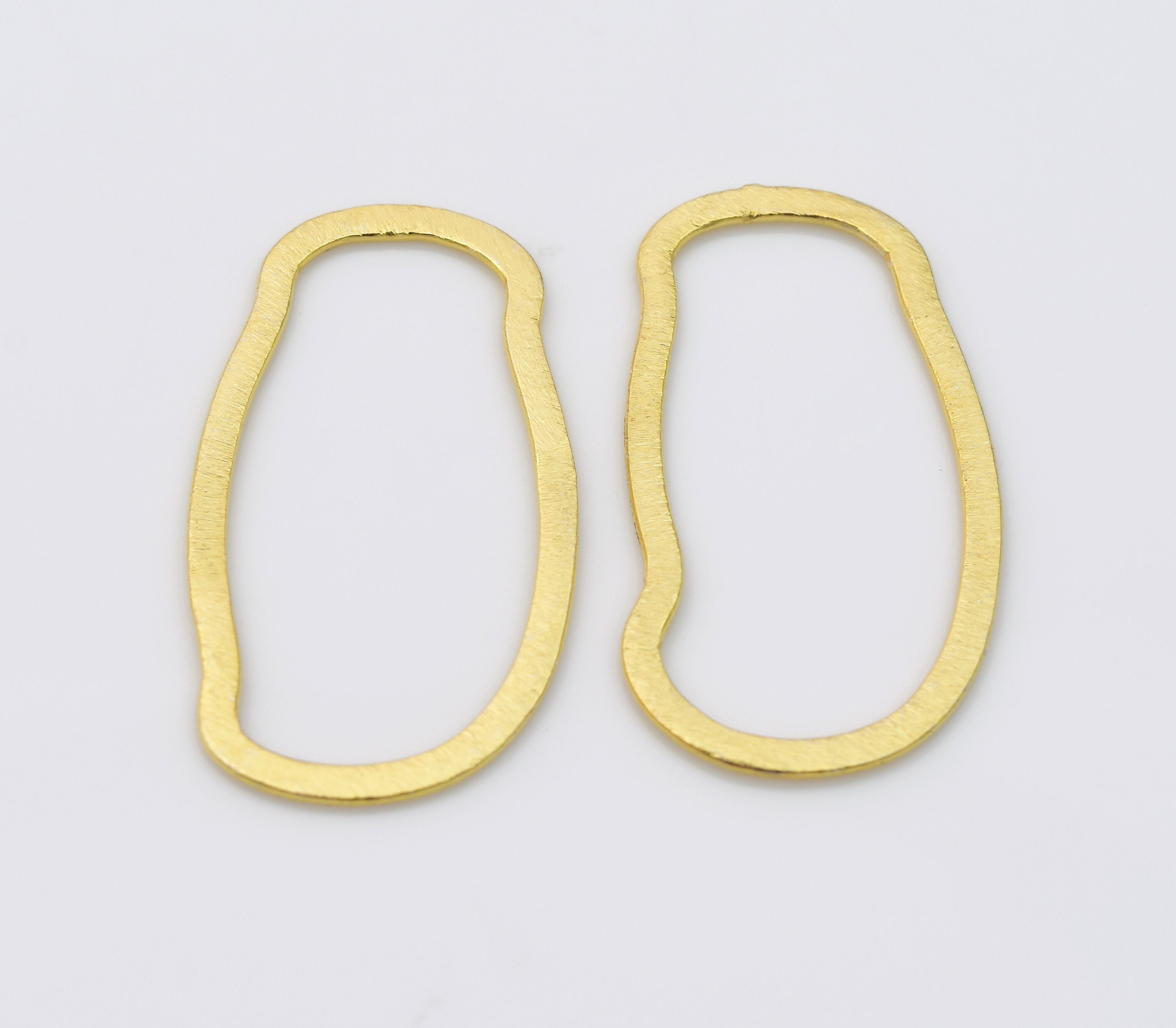 40mm -4pc Organic Freeform Shaped Gold Plated Brushed