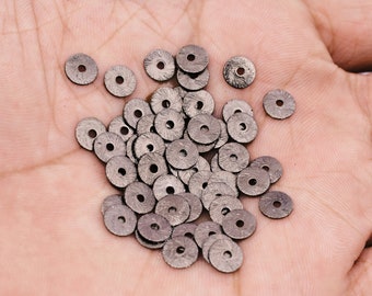 6mm - 70pcs Flat Black Disk Spacers, Gunmetal Plated Disc Beads For Jewelry Making