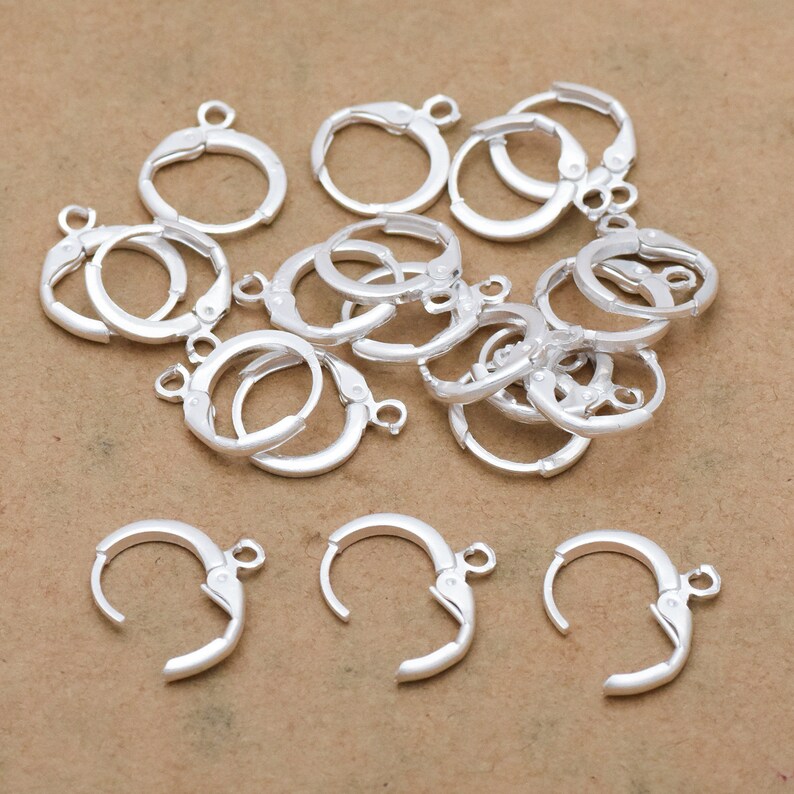 15mm Silver Plated Brass Lever Back Earwire 20Pcs Bulk Silver Lever Back Earring Hook For Jewelry Supplies