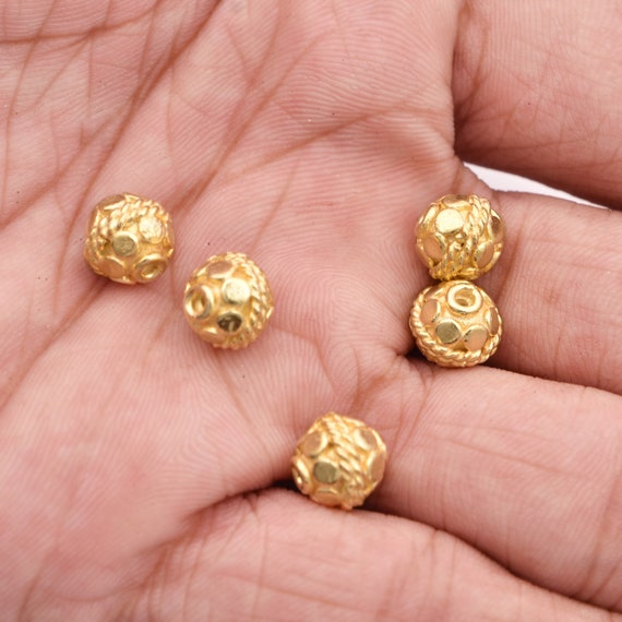 8mm 5pc Gold Beads, Gold Spacer Beads for Jewelry Making 