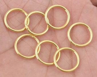 Gouden springringen 16 mm - 10 stuks, verguld, gesoldeerd/gesloten springringen voor het maken van sieraden