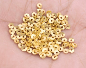 168 Gold Plated Wavy Disc Spacers - 4mm Brushed Metal Beads