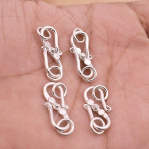 Bali Silver S Clasps 32mm - 4 Pcs, Real Silver Plated S Hooks / S Clasps Closure For Jewelry Making