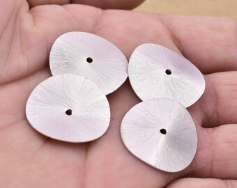 28mm Silver Plated Wavy Disc Beads – Handmade Brushed Spacers (2pc)