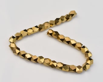 Raw Brass Diamond Spacer Beads, Faceted Jewelry Making (33pc)