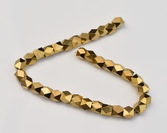 33pc-6mm Raw Brass Diamond Shape Spacer Beads For Jewelry Making, Faceted Spacer Beads, Diamond Cut Spacer Beads