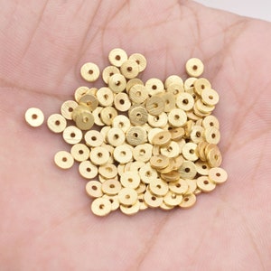Gold Flat Disc Spacers, 4mm - 300 pcs Gold Plated Brushed Disk Heishi Spacers Beads,  Disk Beads For Jewelry Making