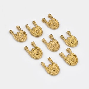 11mm - 10pcs Small Raw Brass Charms Beads , Boho Pendants , Boho Charms For Macrame Making, Raw Brass Beads Lot For Jewelry Making