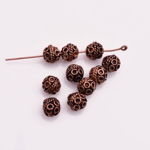 7mm 10pc Bali Style Antique Copper Beads for Jewelry Making, Copperspacer  Beads, Jewelry Findings 