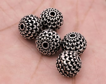 Antyczne posrebrzane koraliki dystansowe Bali – 11 mm, 5 szt.