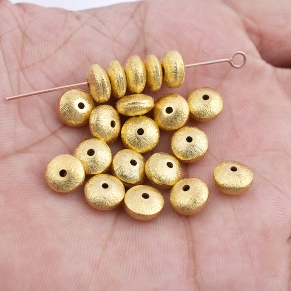 Gold Saucer Beads 8mm-20pcs, Gold Plated Brushed Spacer Beads, Metal Beads  for Jewelry Making 