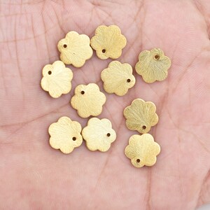Gold Flat Charms, 12mm - 10pc Gold Plated Brushed Flat Flower Disc Charms