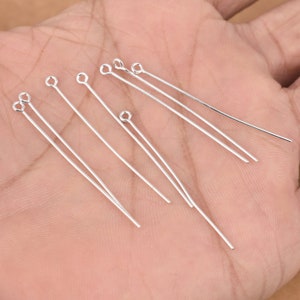 67pc - Silver  Plated Eye Pins 40mm Long / 1.5 Inches Long / 21 Gauge - Half Hard Wire