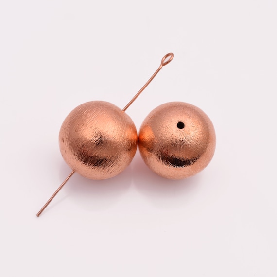 20mm 2pc Copper Round Ball Beads, Brushed Copper Plated Spacers for Jewelry  Making 