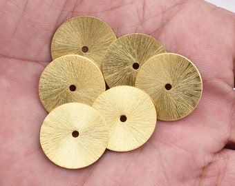Gold Plated Disc Spacer Beads – 20mm Brushed Heishi, Jewelry Making (6pcs)