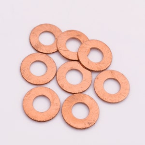 16mm - 8pc Copper Stamping Blanks, Circle Links, Brushed Washer Connector Charms, Large Washer Beads