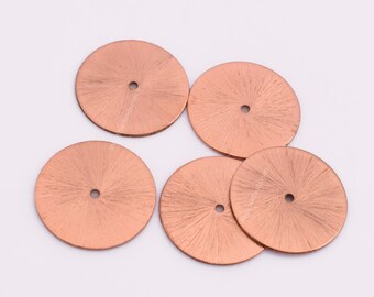 Large Copper Heishi Beads 5pc-24mm Flat Disc Beads, Brushed Finish Disc Washer Spacers