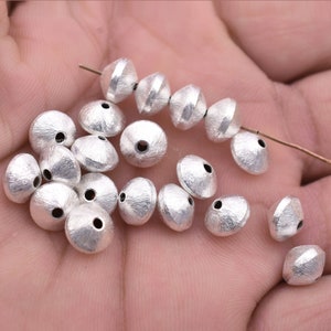 Silver Plated Brushed Saucer Beads, 20pc-8mm Button Beads