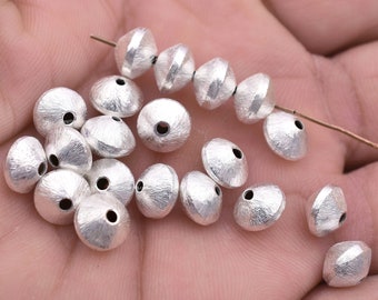 Versilberte gebürstete Saucer Beads, 20 Stück-8mm Button Beads
