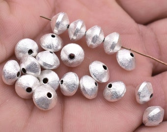 Silver Plated Brushed Saucer Beads, 20pc-8mm Button Beads