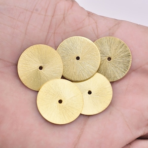 Large Gold Heishi Beads 22mm - 5pc Gold Plated Washer Spacer Beads, Brushed Finish, Flat Spacer Beads